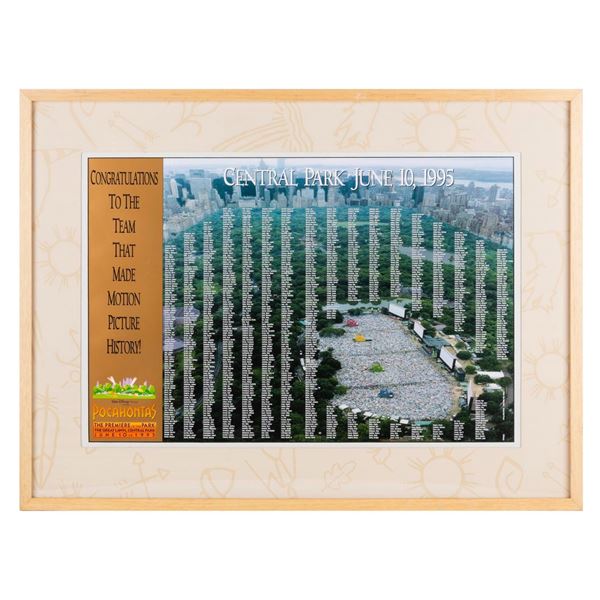 A Pocahontas in Central Park Premiere Framed Poster.