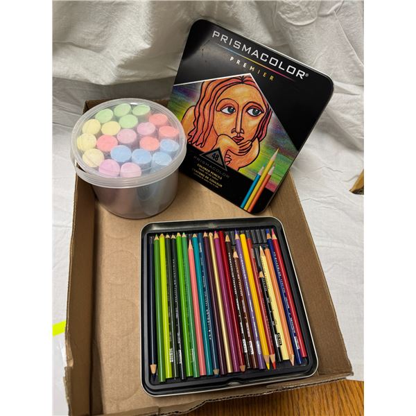Colored pencils and chalk