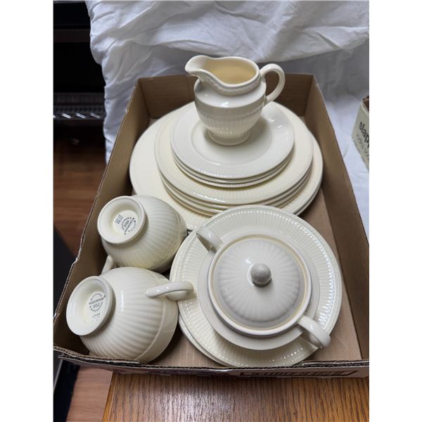Wedgewood dishes, cream sugar, and mugs