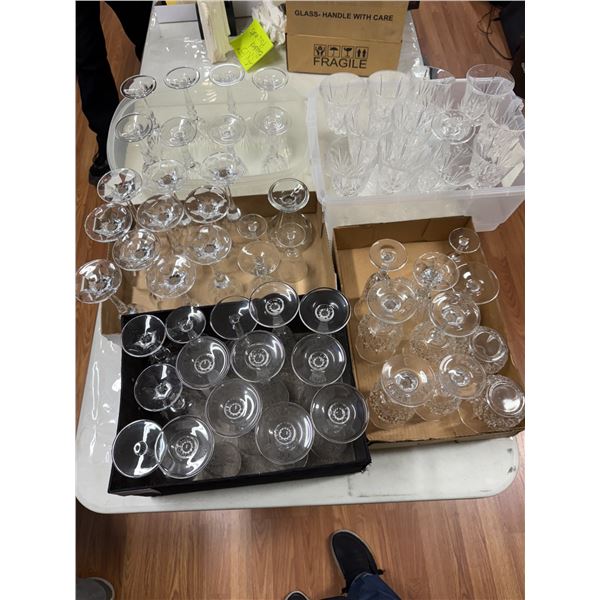 Lot of crystal glasses