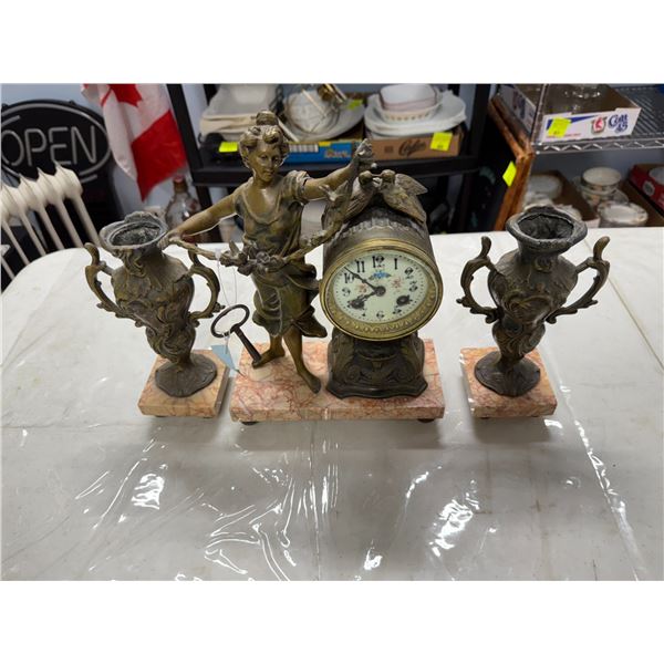 Victorian clock with key arm needs repair on arm marble stand