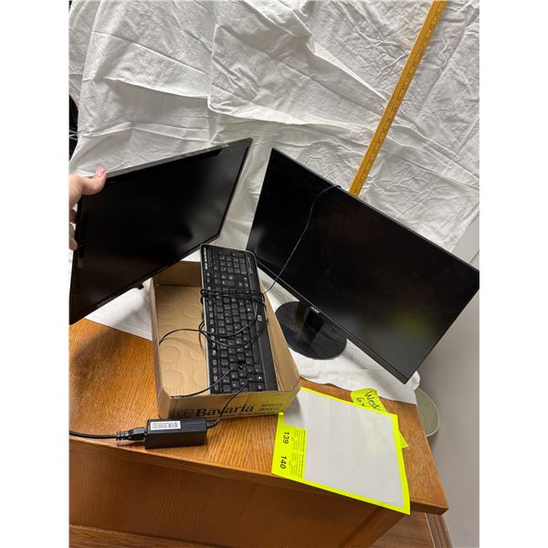 Monitors and keyboard