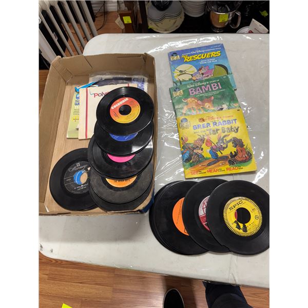 record books and 45's records