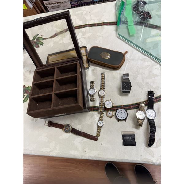 Assorted watches and cases