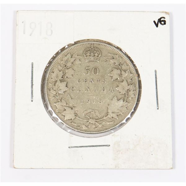 1918 CANADIAN SILVER HALF DOLLAR 92.5% SILVER