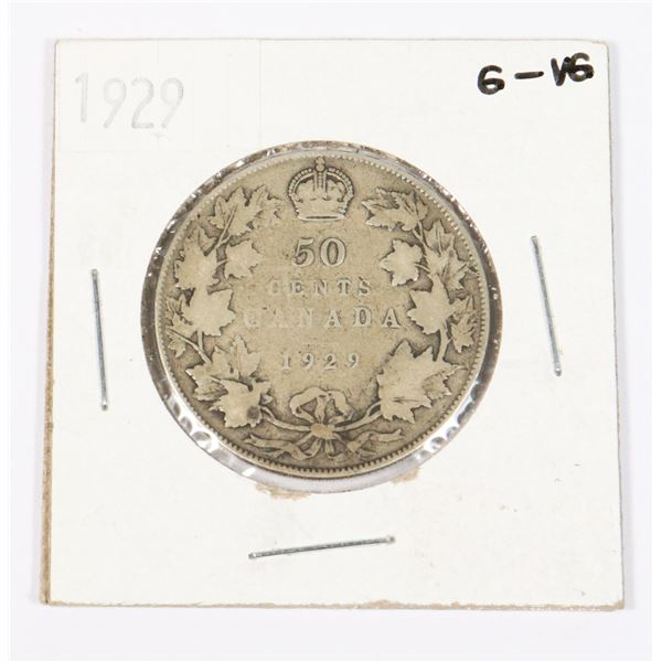 1929 CANADIAN SILVER HALF DOLLAR 80% SILVER
