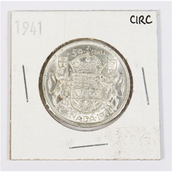 1941 WAR YEAR CANADIAN SILVER HALF DOLLAR