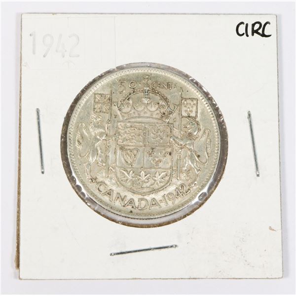 1942 WAR YEAR CANADIAN SILVER HALF DOLLAR