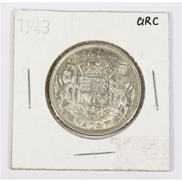 1943 WAR YEAR CANADIAN SILVER HALF DOLLAR