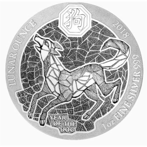 1-OZ 2018 RWANDA LUNAR YEAR OF THE DOG SILVER COIN