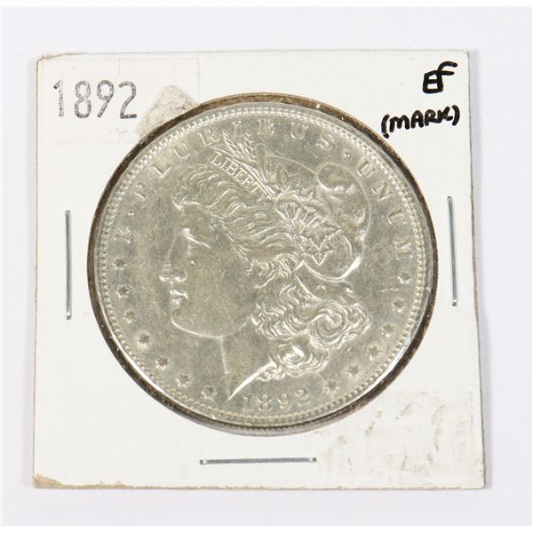 1892 MORGAN SILVER DOLLAR EF SILVER COIN