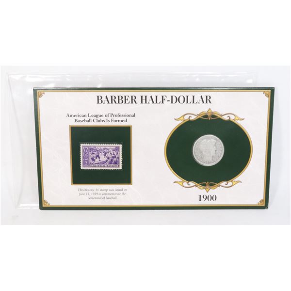 1900 BARBER HALF DOLLAR SILVER COIN 90% SILVER