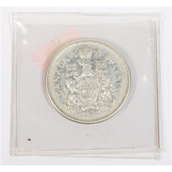 1959 CANADIAN SILVER HALF DOLLAR, 0.3-OZ SILVER
