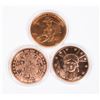 Image 1 : THREE 1-OZ 999 PURE COPPER ROUNDS IN CAPSULES