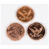 Image 2 : THREE 1-OZ 999 PURE COPPER ROUNDS IN CAPSULES