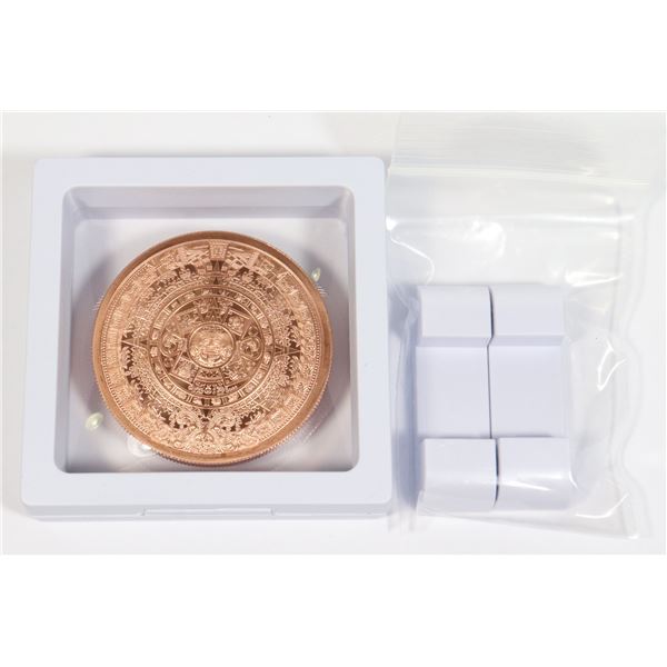 2-OZ AZTEC CALENDAR COPPER ROUND IN FLOATING