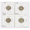 Image 1 : FOUR CANADIAN SILVER 10 CENTS 1948,1948,1948,1952