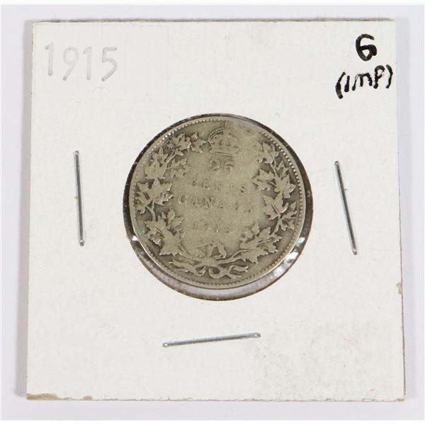 1915 CANADA SILVER QUARTER 92.5% SILVER
