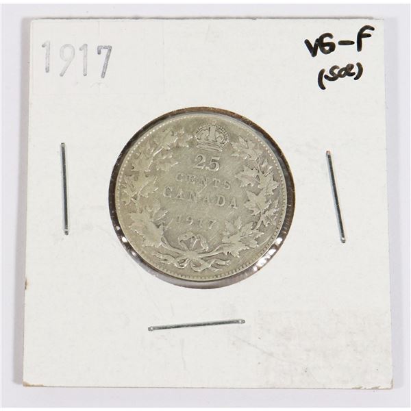 1917 CANADA SILVER QUARTER 92.5% SILVER