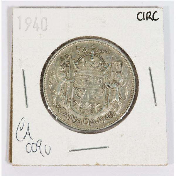 1940 CANADA SILVER HALF DOLLAR 0.3-OZ SILVER
