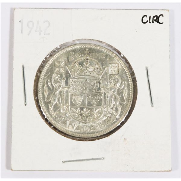 1942 CANADA SILVER HALF DOLLAR 0.3-OZ SILVER