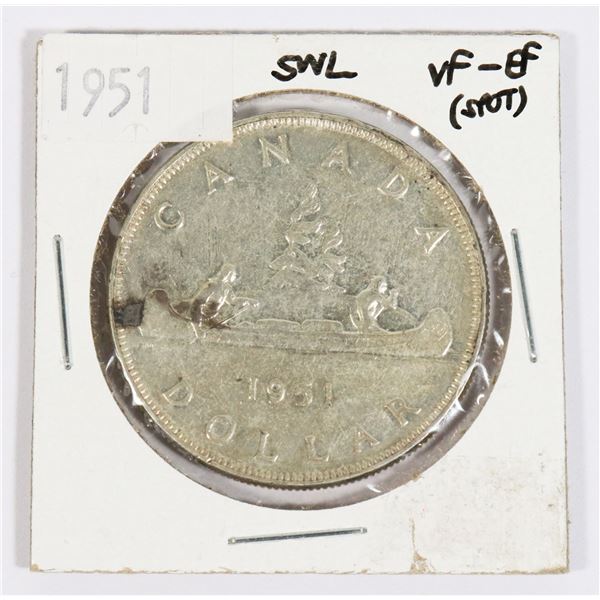 1951 CANADA SILVER DOLLAR 0.6-OZ SILVER