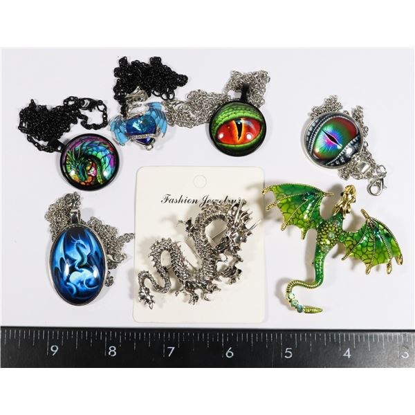 DRAGON BROOCHES AND PENDANTS 7PC