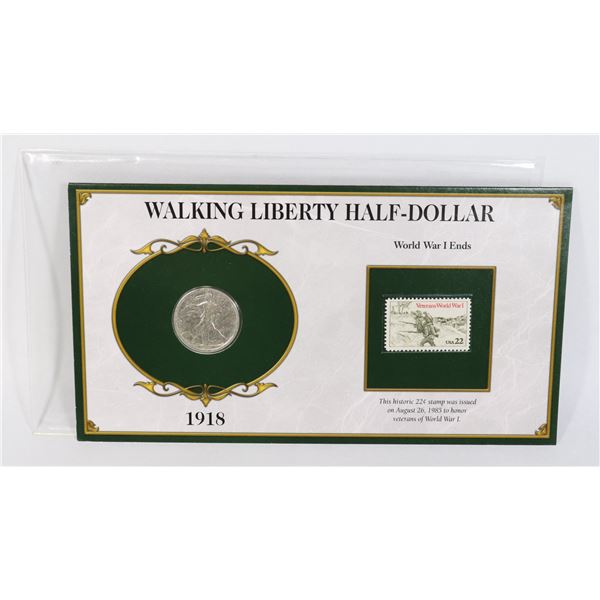 1918 WALKING LIBERTY HALF DOLLAR COIN 90% SILVER
