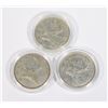 Image 1 : THREE 1947 CANADA .25CENT IN CAPSULES, 0.45-OZ