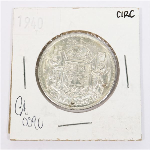 1940 CANADA SILVER HALF DOLLAR 0.3-OZ SILVER