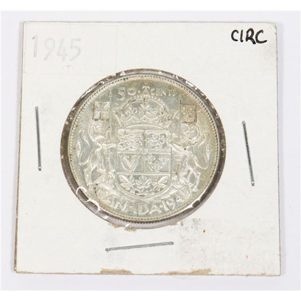 1945 CANADA SILVER HALF DOLLAR 0.3-OZ SILVER