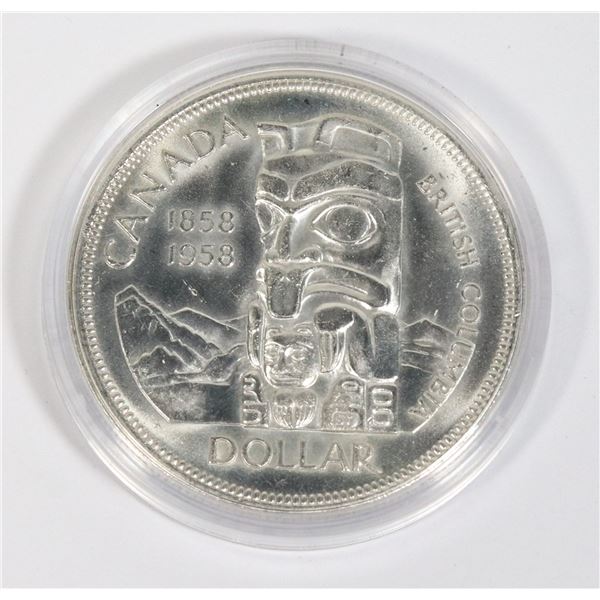1958 CANADA SILVER DOLLAR MS-63-65 IN CAPSULE