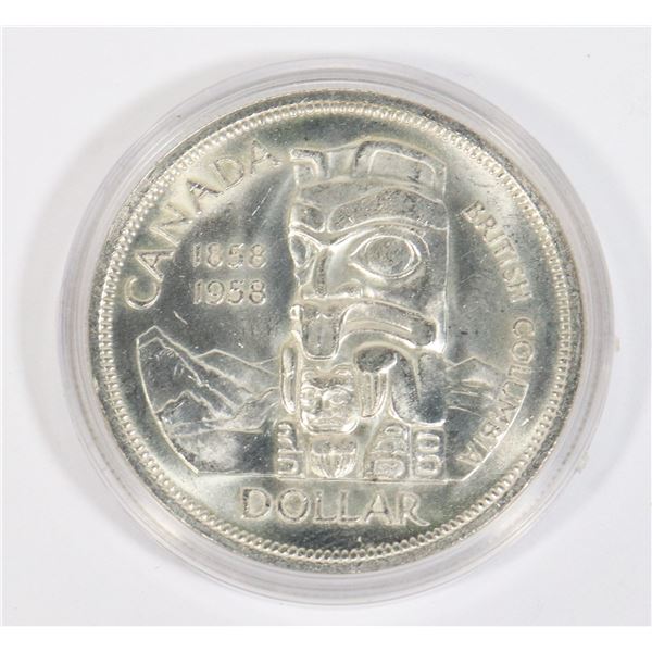 1958 CANADA SILVER DOLLAR MS-63-65 IN CAPSULE