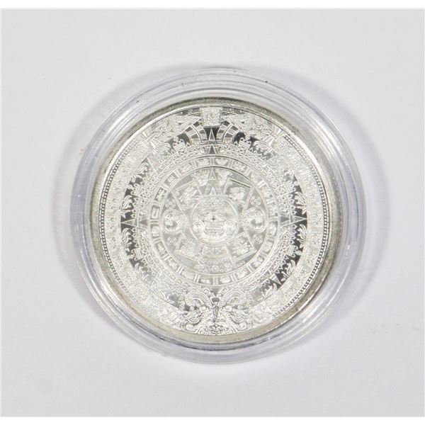 1/4-OZ AZTEC CALENDAR SILVER ROUND IN CAPSULE