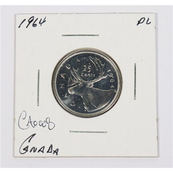 1964 CANADA .25CENT SILVER PROOF LIKE COIN