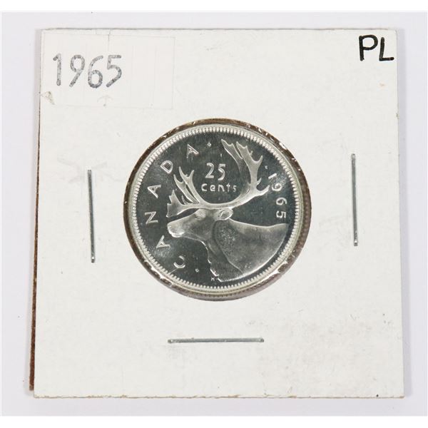 1965 CANADA .25CENT SILVER PROOF LIKE COIN