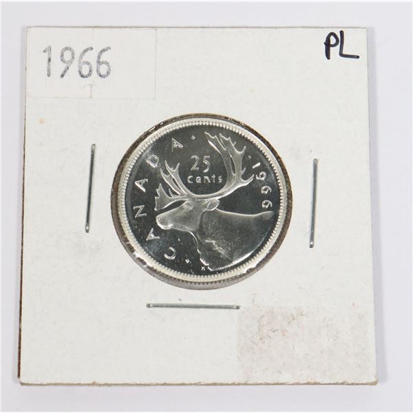 1966 CANADA .25CENT SILVER PROOF LIKE COIN