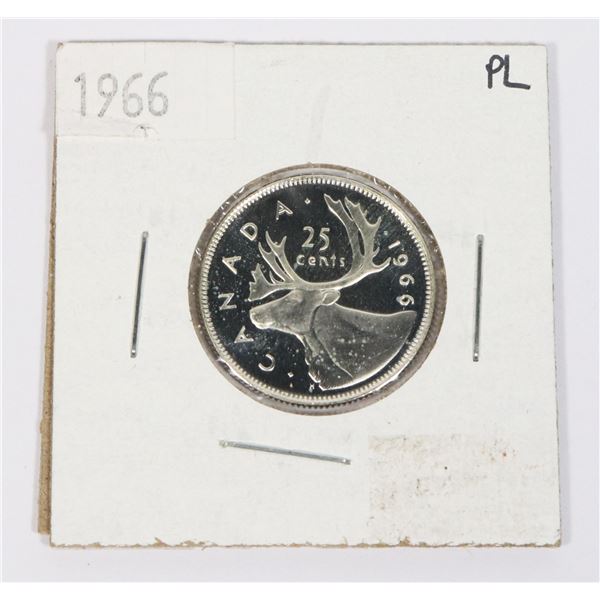 1966 CANADA .25CENT SILVER PROOF LIKE COIN