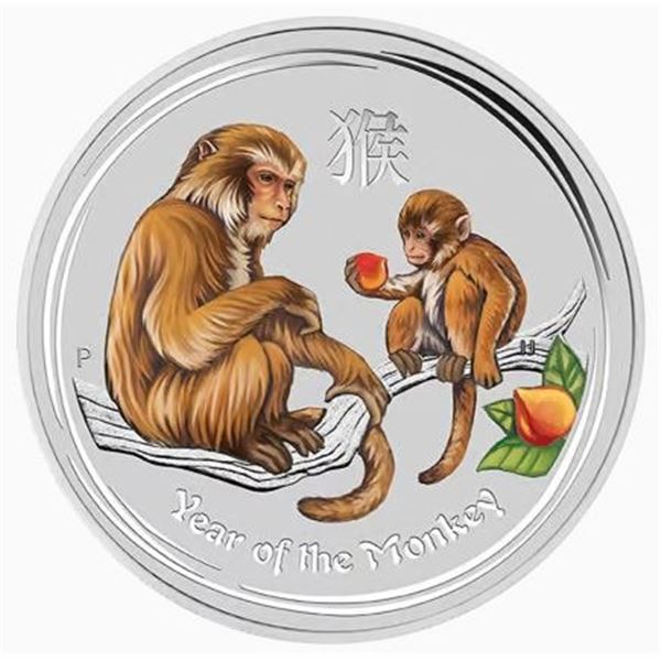 1-OZ 2016 LUNAR YEAR OF THE MONKEY COLORIZED