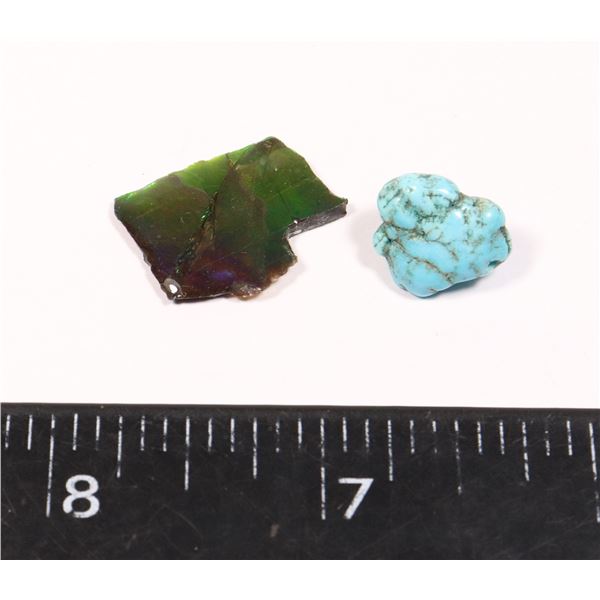 AMMOLITE GEMSTONE COMES WITH ONE TURQUOISE