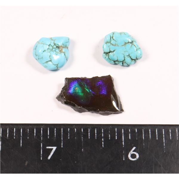 AMMOLITE NUGGETS COMES WITH TWO TURQUOISE