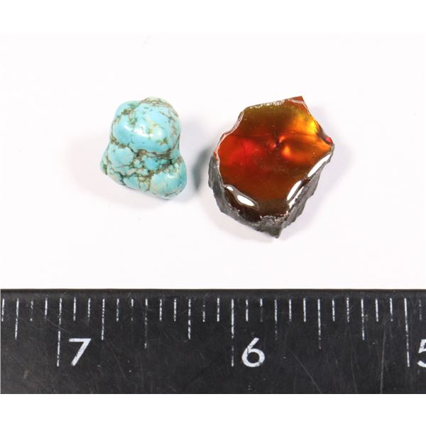 AMMOLITE NUGGETS COMES WITH ONE TURQUOISE
