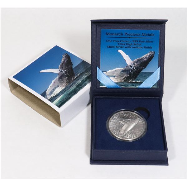 1-OZ 999 FINE SILVER HUMPBACK WHALE ULTRA HIGH
