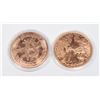 Image 2 : TWO 1-OZ COPPER ROUNDS IN CAPSULES, DRAGON AND
