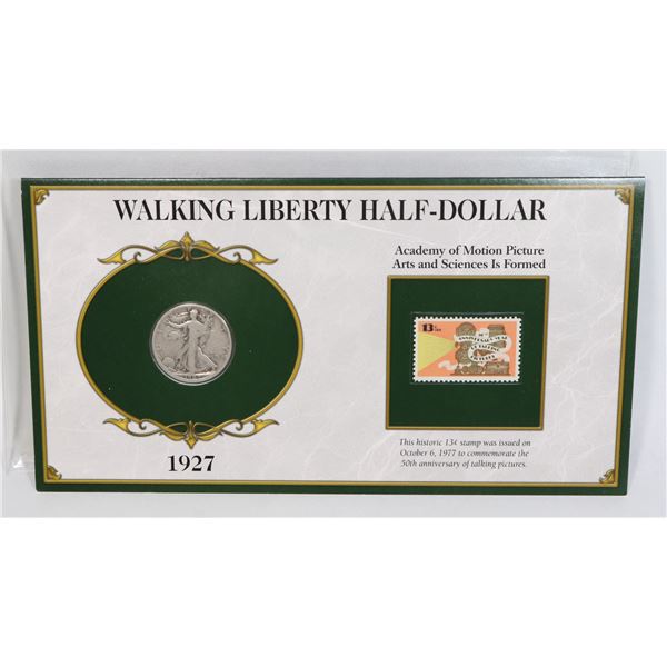 1927 WALKING LIBERTY HALF DOLLAR SILVER COIN, 90%