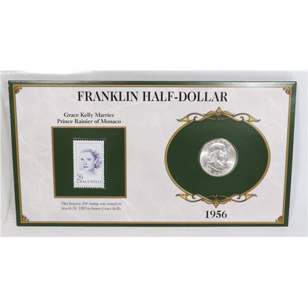 1956 FRANKLIN HALF DOLLAR SILVER COIN, 90% SILVER