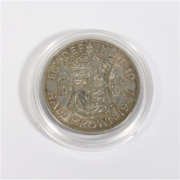 1941 GREAT BRITAIN HALF CROWN STERLING SILVER COIN