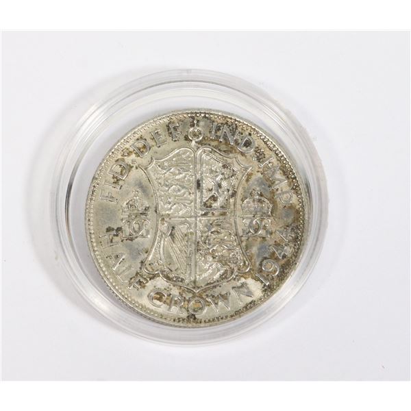 1944 GREAT BRITAIN HALF CROWN STERLING SILVER COIN