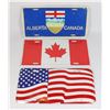 Image 1 : THREE PATRIOTIC LICENSE PLATES(USED) USA, ALBERTA,