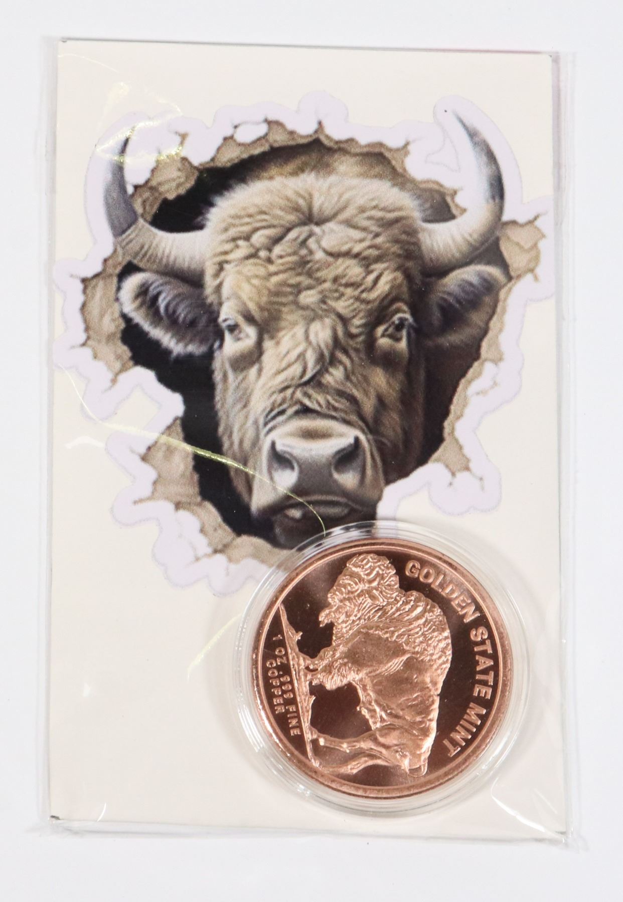 1-OZ BUFFALO COPPER ROUND IN CAPSULE WITH CARD
